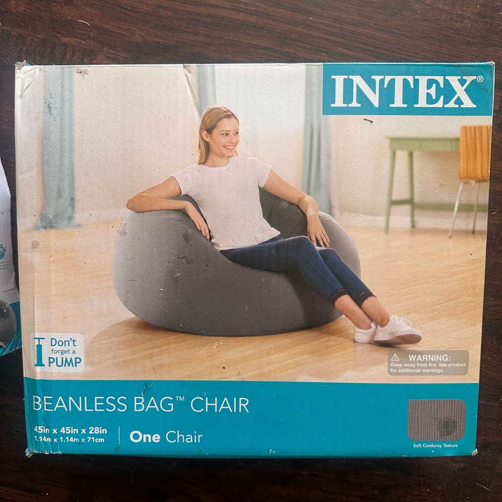 Intex Gray Beanless Bag Chair